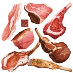  artist_logo bacon food food_focus highres meat no_humans original pork raw_meat simple_background white_background yuki00yo 
