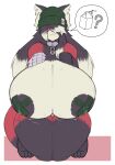  2024 ailurid anthro anuki areola beanie big_breasts breast_expansion breasts clothing covered_eyes expansion hair hat headgear headwear hi_res huge_breasts lactation_denial locke_(anuki) long_hair mammal padlocked_collar prosthetic prosthetic_arm prosthetic_limb red_panda solo thick_thighs wide_hips 