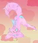  2021 abstract_background anthro ass_up back_spikes blue_body blue_fur blue_spikes blush butt buttercup_(gojiteeth) claws cloud crocodile crocodilian crocodylid digital_drawing_(artwork) digital_media_(artwork) eyebrows flat_colors full-length_portrait fur furred_scalie gojiteeth heart_pupils hi_res hybrid jack-o&#039;_pose male male_anthro mammal narrowed_eyes pink_blush pink_body pink_eyebrows pink_fur portrait pose raised_tail red_eyes reptile scalie signature smile snout solo spikes spikes_(anatomy) tail trans_(lore) trans_man_(lore) yellow_claws yellow_sclera 