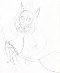  ahoge broom cleaning_tool clothing domestic_cat felid feline felis hair hi_res legwear long_hair mammal selina selinatc sketch stockings sweater topwear 