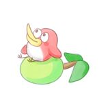  beak bird colored_skin highres looking_up multicolored_skin offbeat on_food pyoro_(warioware) simple_background sitting_on_food sketch two-tone_skin warioware white_background 