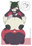  2024 ailurid anthro anuki areola beanie big_breasts breast_expansion breasts clothing covered_eyes expansion hair hat headgear headwear hi_res huge_breasts lactation_denial locke_(anuki) long_hair mammal padlocked_collar prosthetic prosthetic_arm prosthetic_limb red_panda solo thick_thighs wide_hips 