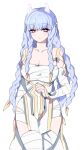  1girl bandages blue_hair breasts bunfoxs2 fire_emblem fire_emblem_heroes heidrun_(fire_emblem) large_breasts light_blue_hair long_braid pink_eyes solo upper_body 