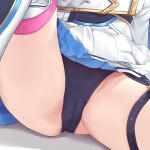  1girl black_panties commentary_request commission head_out_of_frame long_sleeves panties pixiv_commission riltet_(shironeko_project) shironeko_project shirt sitting skirt solo thigh_strap thighs torimaru underwear white_shirt white_skirt 