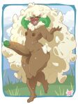  biped brown_body erection femboy generation_5_pokemon genitals hi_res humanoid male nintendo nipples nude open_mouth open_smile outside penis pokemon pokemon_(species) pokemon_humanoid smile solo thick_thighs weepinbelly whimsicott 