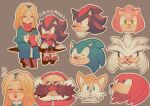  2girls 6+boys amy_rose animal_ears aoki_(fumomo) aqua_eyes black_hair blonde_hair blue_hair blush commentary_request dr._eggman facial_hair flipped_hair fox_boy fox_ears fox_tail glasses gloves green_eyes grin hairband head hedgehog_ears knuckles_the_echidna long_hair long_sleeves maria_robotnik multicolored_hair multiple_boys multiple_girls multiple_views mustache open_mouth outline pince-nez red_hair red_scarf scarf shadow_the_hedgehog silver_the_hedgehog simple_background smile sonic_(series) sonic_the_hedgehog streaked_hair tail tails_(sonic) teeth translation_request two-tone_hair 