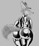  anthro bedroom_eyes big_butt butt canid canine clothing disney dodgesthehusky fox latex latex_clothing looking_at_viewer looking_back looking_back_at_viewer male mammal narrowed_eyes nick_wilde presenting presenting_hindquarters seducing_viewer seductive slim solo tail thick_thighs zootopia 