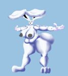  3_toes anthro arms_out belly big_belly big_breasts big_butt big_feet big_nipples black_eyes breasts buckteeth butt clothing eyelashes feet female gloves handwear hi_res huge_butt huge_thighs hyper hyper_butt hyper_ears hyper_thighs lagomorph leporid makeup mammal mascara muscular muscular_anthro muscular_female nipples original_charater overweight overweight_anthro overweight_female paws plushie rabbit simple_background slightly_chubby smile solo stitch_(sewing) t-pose tall teeth thehalloweenfool_(artist) thick_thighs toes wide_hips 