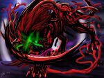  carnage_(marvel) claws digital_media_(artwork) disney felid fur green_eyes hi_res hybrid lion male mammal marvel night pantherine pinup pose scar sinister solo soulgryph symbiote teeth the_lion_king tongue weapon_arm 
