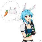  2015 5_fingers ambiguous_gender animal_humanoid anime_eyes arm_support armor artist_name bangs belt black_belt black_clothing black_gauntlets black_gloves black_handwear blue_clothing blue_crop_top blue_hair blue_shirt blue_topwear blush bottomwear breasts bunny_(trickster_online) carrot cleavage clothed clothing collar collarbone colored crop_top digital_drawing_(artwork) digital_media_(artwork) duo duokhay eyebrow_through_hair eyebrows eyes_closed female fingerless_gloves fingers food fur gauntlets gloves hair hand_on_chin hand_on_elbow handwear hi_res humanoid lagomorph lagomorph_humanoid leaning_on_elbow leporid leporid_humanoid long_ears mammal mammal_humanoid medium_hair midriff multicolored_clothing multicolored_crop_top multicolored_shirt multicolored_topwear navel open_mouth open_smile plant rabbit rabbit_humanoid red_eyes red_tongue shaded shirt simple_background skirt smile smiling_at_viewer standing straps tail tan_body tan_skin text thin_eyebrows thinking thought_bubble tongue topwear translucent translucent_hair trickster_online vegetable white_background white_body white_bottomwear white_clothing white_fur white_skirt white_tail 