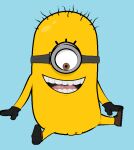  1_eye clothing despicable_me female footwear genitals handwear humanoid illumination_entertainment minion_(despicable_me) not_furry pussy rikuchi solo teeth tongue yellow_body yellow_skin 