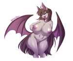  anthro bat bat_wings big_breasts breasts female hair hi_res holding_pussy huge_breasts hybrid lazy_fangs long_hair long_tongue mammal membrane_(anatomy) membranous_wings misentes nude reptile scalie snake solo thick_thighs tongue tongue_out viper wings 