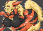  2024 absurd_res all_fours anthro anthrofied arcanine arm_tuft ashi_foot big_breasts big_butt biped black_body black_claws black_countershading black_fur black_inner_ear black_nose black_stripes blonde_hair breasts brown_eyes butt canid canine chest_tuft claws colored countershade_fur countershade_torso countershading curvy_figure digital_media_(artwork) digital_painting_(artwork) elbow_tuft female female_anthro finger_claws fluffy fluffy_tail fur generation_1_pokemon glistening glistening_body glistening_fur grey_background hair hanging_breasts heart_symbol hi_res huge_breasts kemono leg_tuft long_hair looking_at_viewer mammal mane mane_hair monotone_hair monotone_tail multicolored_body multicolored_fur naturally_censored neck_tuft nintendo nipple_tuft nude orange_body orange_ears orange_fur pawpads pink_pawpads pokemon pokemon_(species) pokemorph portrait pupils reverse_countershading shaded shoulder_tuft side_view simple_background snaggle_tooth solo striped_body striped_fur stripes tail thick_thighs three-quarter_portrait tuft voluptuous white_pupils yellow_body yellow_fur yellow_tail 