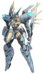  arm_blade blue_eyes clenched_hand jehuty karukan_(monjya) mecha mechanical_wings no_humans open_hand orbital_frame science_fiction solo weapon white_background wings zone_of_the_enders 