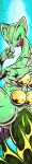  025aki 2023 absurd_res anthro attack_pose blush breasts butt claws dated eyelashes featureless_breasts female generation_3_pokemon green_body green_skin hi_res long_image nintendo open_mouth pokemon pokemon_(species) reptile scalie sceptile signature solo tall_image yellow_eyes 