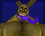  animatronic big_muscles body_hair chest_hair detailed_mouth digital_media_(artwork) five_nights_at_freddy&#039;s five_nights_at_freddy&#039;s_3 hairy hi_res lagomorph leporid long_tongue looking_at_viewer machine male mammal muscular muscular_male nastybluepal rabbit robot robot_anthro scottgames simple_background solo springtrap_(fnaf) tongue tongue_out 