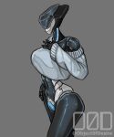  absurd_res bottomless clothed clothing faceless female genitals hi_res humanoid machine object0fdesire partially_clothed pussy robot solo sweater topwear 
