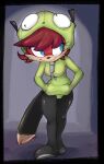  anthro archie_comics black_nose blue_eyes bottomwear canid canine cheek_tuft closed_smile clothing colono eyelashes facial_tuft female fiona_fox fox fur gir_hoodie glistening glistening_eyes green_clothing green_hoodie green_topwear hair hand_in_pocket hi_res hoodie invader_zim long_tail looking_aside mammal mouth_closed narrowed_eyes nickelodeon pants pockets pupils red_body red_fur red_hair sega smile solo sonic_the_hedgehog_(archie) sonic_the_hedgehog_(comics) sonic_the_hedgehog_(series) tail tan_body tan_fur topwear tuft zipper 