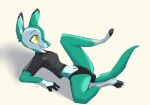  =djoyk= anthro canid canine claws clothed clothing digital_media_(artwork) ears_up fan_character female flat_chested green_body hi_res lies lizard looking_at_viewer mammal nude panties reptile scalie shirt skinny skinny_female smile solo t-shirt tail topwear underwear 
