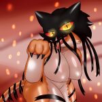  abstract_background absurd_res ambiguous_gender anthro breasts claws dream dream_tiger_(govy9807) felid female feral fur hi_res looking_at_viewer mammal mask nameigo nude open_mouth orange_body orange_fur pantherine sharp_teeth solo stripes teeth thick_thighs tiger yellow_eyes 