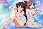  breasts bubble bubble_blowing flat_chest highres medium_breasts multiple_girls nude nude_filter shakugan_no_shana shana third-party_edit yoshida_kazumi 