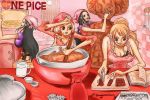  4girls artist_request black_hair boa_hancock breasts brunette_hair chocolate food koala_(one_piece) long_hair multiple_girls nami_(one_piece) nico_robin one_piece orange_hair smile tattoo 