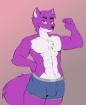  anthro briefs bulge canid canine clothed clothing flexing looking_at_viewer male mammal munks_(artist) solo standing topless underwear 