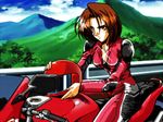  biker_clothes bikesuit ground_vehicle helmet kusanagi_aoi motor_vehicle motorcycle screencap snk solo the_king_of_fighters the_king_of_fighters:_kyo 