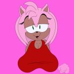  1:1 amy_rose anthro breasts clothed clothing dark_body dark_skin digital_media_(artwork) eulipotyphlan female green_eyes hedgehog hi_res mammal open_mouth pink_body simple_background skye_chips solo sonic_the_hedgehog_(series) video_games 