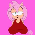  1:1 amy_rose anthro big_breasts breasts clothed clothing digital_media_(artwork) eulipotyphlan female green_eyes hedgehog hi_res looking_at_viewer mammal pink_body simple_background skye_chips smile solo sonic_the_hedgehog_(series) video_games 