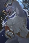  2024 anthro armor armpit_hair balls barazoku big_balls big_muscles big_penis blaidd_(elden_ring) blush bodily_fluids body_hair bottomless bottomless_anthro bottomless_male breastplate canid canine canis cape clothed clothing cum cumshot ejaculation elden_ring erection eyebrows fromsoftware full_moon fur gauntlets genital_fluids genitals glans gloves hand_behind_head handwear heart_symbol hi_res humanoid_genitalia humanoid_penis looking_back male mammal masturbation moon motion_blur motion_lines muscular muscular_anthro muscular_male nagick_18 narrowed_eyes night open_mouth open_smile orgasm outside penile penile_masturbation penis plant pubes smile solo sound_effects standing sweat teeth tongue tree tuft wolf 