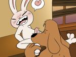  &lt;3 anal anthro blush bodily_fluids brown_body brown_fur canid canine canis domestic_dog duo erection fur genital_fluids genitals hi_res lagomorph leporid male male/male mammal max_(sam_and_max) nude oral penis precum rabbit rimming sam_and_max samuel_dog sex size_difference white_body white_fur yosshidoragon 