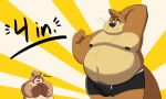  2021 absurd_res anthro belly blush brown_body bulge canid canine clothed clothing duo erection erection_under_clothing hat headgear headwear hi_res lutrine male mammal moobs mustelid navel nipples overweight overweight_male raccoon_dog simple_background smashbeaw tanuki text underwear 