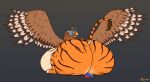  absurd_res armor avian barefoot beak belly big_belly big_butt butt claws deathclaw_(warhammer_fantasy) feathered_wings feathers feet feral fur gryphon headgear helmet hi_res hindpaw huge_butt hybrid male mythological_avian mythology open_mouth orange_body overweight overweight_feral overweight_male paws simple_background sitting solo striped_body striped_fur stripes thatgryphonguy thick_thighs warhammer_(franchise) warhammer_fantasy wings yellow_eyes 