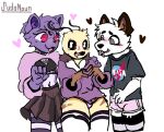 anthro aroused arthropod bee blush bodily_fluids bottomwear bra canid canine choker clothing drooling felid feline femboy fox group heart_symbol hoodie hotpants hymenopteran insect jewelry legwear male male/male mammal nasa necklace nervous panties saliva shirt shorts skirt stockings sudonoun t-shirt teev_(sudonoun) thick_thighs thigh_highs topwear trio underwear