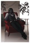  anthro black_body black_fur chair clothed clothing cross dreadlocks felid fur furniture gold_(metal) gold_jewelry hi_res horus_wild jewelry kraaishaa lion male mammal office office_chair pantherine sitting solo topwear vest 