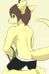  2:3 absurd_res anthro butt clothed clothing dragon fur furred_dragon hi_res kneeling looking_at_viewer male partially_clothed solo undressing unit_no04 