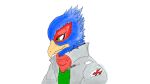  16:9 2021 anthro avian beak beakcore bird blue_body blue_feathers bust_portrait clothing falco_lombardi feathers green_eyes hi_res jacket male multicolored_body multicolored_feathers nintendo portrait red_body red_feathers scarf simple_background solo star_fox topwear video_games white_background widescreen yellow_beak 
