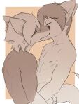  3:4 anthro canid canine canis dragon duo eyes_closed fur furred_dragon hi_res holding_each_other hug kissing lifted male male/male mammal monochrome nude unit_no04 wolf 