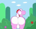  5:4 animated anthro backsack balls bouncing_balls bouncing_butt bubble_butt butt digital_media_(artwork) dinosaur genitals gypsy_king_(artist) male mario_bros nintendo pink_yoshi reptile scalie short_playtime simple_background solo thick_thighs video_games wide_hips yoshi 