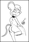  adolescent anthro babysitter black_border border butt female flat_chested litterbox_comics mammal monochrome mouse murid murine nude reddragonkan rodent solo unnamed_character young 