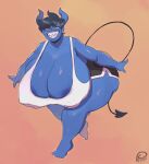  big_breasts blue_body blue_skin breasts cleavage clothed clothing demon eyewear female glasses hi_res horn horned_humanoid huge_breasts humanoid not_furry peculiart solo thick_thighs wide_hips 