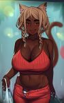  absurd_res animal_humanoid big_breasts blush breasts cat_humanoid cleavage clothed clothing dark_body dark_skin felid felid_humanoid feline feline_humanoid female hi_res huge_breasts humanoid kevbot mammal mammal_humanoid open_mouth panties pubes solo tongue underwear 