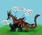  anal anal_penetration black_body black_fur brown_body brown_fur claws dragon dreamworks duo feral feral_on_feral feral_penetrated feral_penetrating feral_penetrating_feral fur hookfang_(httyd) how_to_train_your_dragon male male/male male_penetrated male_penetrating male_penetrating_male male_pregnancy nelosart penetration pregnant speech_bubble teeth text toothless wings wyvern 