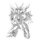  aaaaaaak absurdres arm_cannon clenched_hands full_body gespenst greyscale highres looking_ahead mecha monochrome science_fiction solo standing super_robot_wars super_robot_wars_original_generation visor weapon white_background 