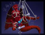 anthro artist_name ball_spanking ballbusting balls bdsm black_ear_tips blue_penis blue_tongue bodily_fluids bondage border bound breath bruised bruised_balls bruised_leg bruised_penis candle cock_and_ball_torture crying dipstick_ears disembodied_hand dragon duo ear_markings ears_back egg_vibrator erection eyes_closed fangs feathered_wings feathers firecracker_blaze frogtied front_view fur furred_dragon furred_scalie genital_torture genitals gradient_background hair hands_behind_back heart_symbol heathywolf hi_res holding_candle holding_object holding_paddle knot legs_tied male motion_lines multicolored_ears mythological_creature mythological_scalie mythology open_mouth paddle pain penile penis pivoted_ears predicament_bondage questionable_consent red_body red_hair restrained_arms restrained_legs restraints ridged_penis rope rope_bondage rope_harness scalie sex_toy simple_background slim_male solo_focus struggling suspended_in_midair suspension suspension_bondage tapering_tail tears teeth tied_balls tongue tusts twitching two_tone_wings vibrator vibrator_on_penis wax wax_on_penis wax_play wings wings_tied yelling