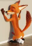  3d_(artwork) 4_fingers absurd_res anal anal_oviposition anthro balls canid canine digital_media_(artwork) disney egg eyes_closed fingers fox genitals hi_res hornybunny male mammal nick_wilde oviposition penis solo zootopia 