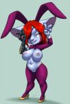 animal_humanoid big_breasts breasts bunny_costume clothing costume eye_patch eyewear female furball_(artist) high_heels humanoid league_of_legends riot_games robotic_arm short_stack solo video_games wyla_(furball) yordle 