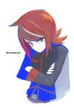  1boy bad_id bad_pixiv_id belt_buckle black_eyes buckle closed_eyes crossed_arms expressionless jacket male_focus nonllqivip pokemon pokemon_(game) pokemon_hgss red_hair short_hair silver_(pokemon) white_background 