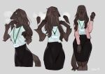  2021 afghan_hound anthro bebebebebe blush bottomwear brown_body brown_fur canid canine canis clothing domestic_dog eyes_closed female fur gesture grey_eyes hi_res hunting_dog mammal nipple_outline shirt sighthound simple_background skirt smile solo standing topwear waving 